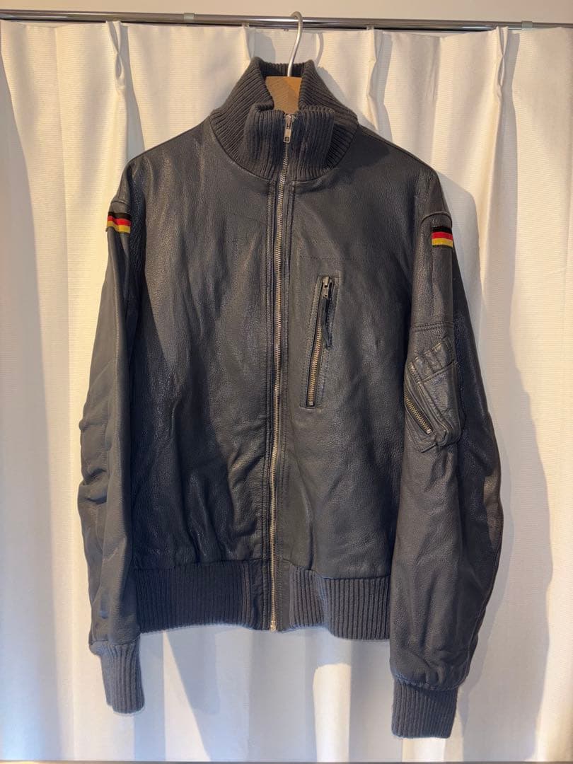 90s ドイツ軍 官給品 実物 空軍 レザー フライトジャケット 186/100