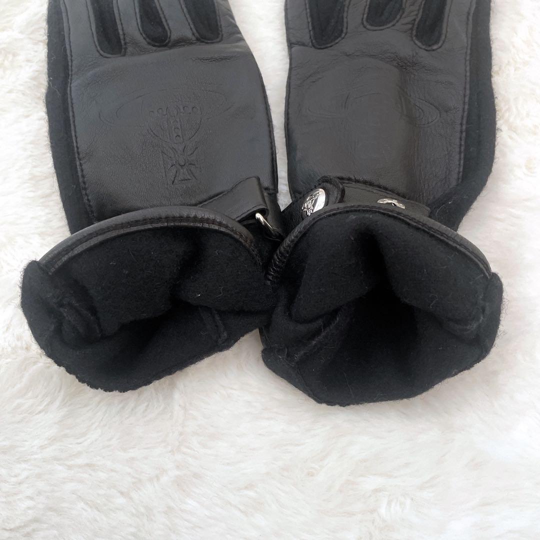 【極美品】Vivienne Westwood レザー 手袋 ブラック オーブ