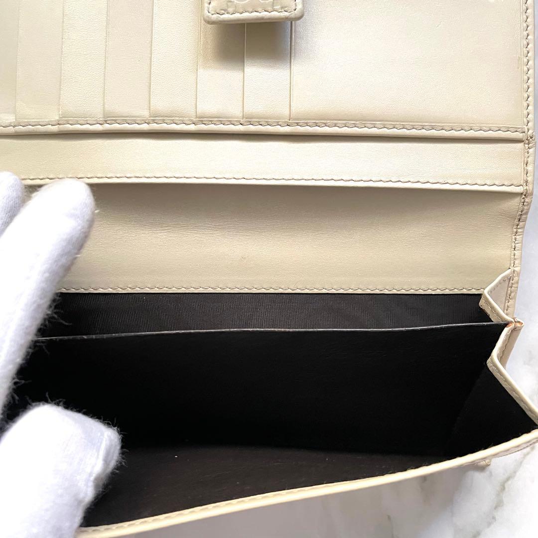 GUCCI グッチ　シマ レザー 長財布　wホック　メタルロゴ　美品0121-⑤