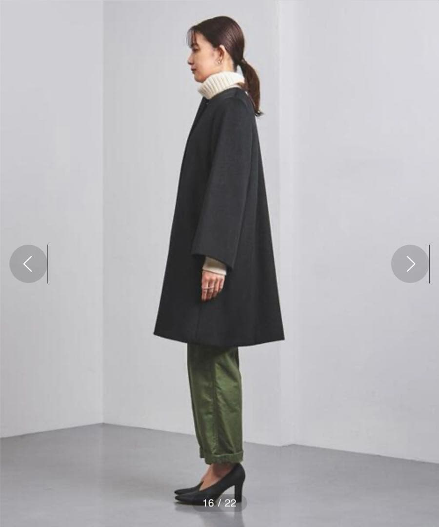 UNITED ARROWS 極美品　Aライン ノーカラー ミドル丈 コート