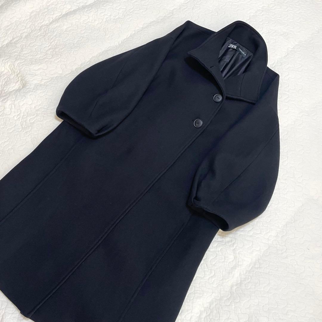 完売品　ZARA ウールブレンドハイネックコートロングコート　ウール　Sサイズ