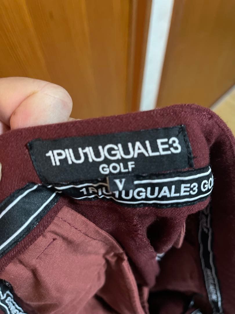 1PIU1UGUALE3バーガンディ 折り鶴刺繍 パンツ