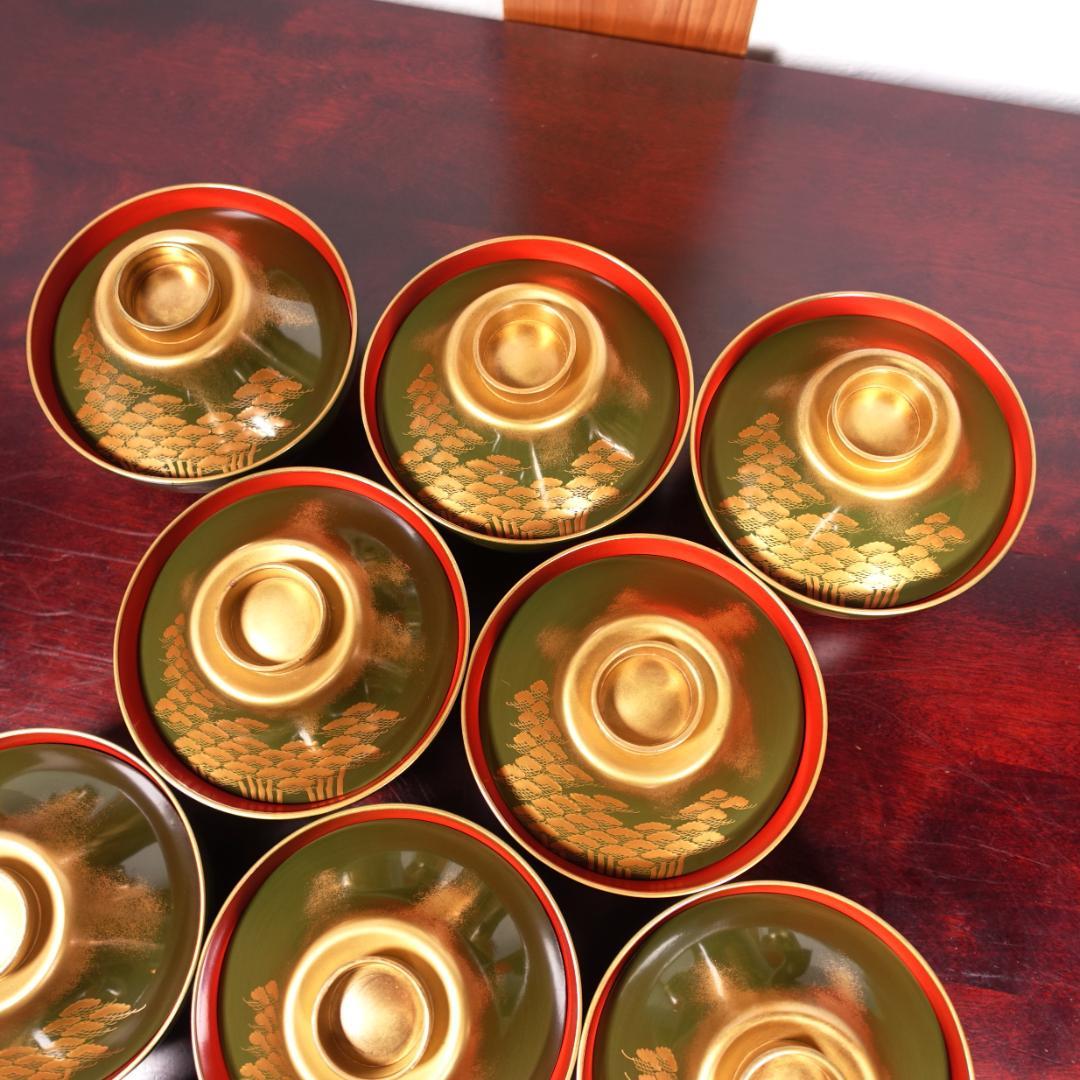 江戸時代後期の蒔絵師 橘屋浅野友七 一富士二鷹三茄子図 蒔絵 吸物椀 10客