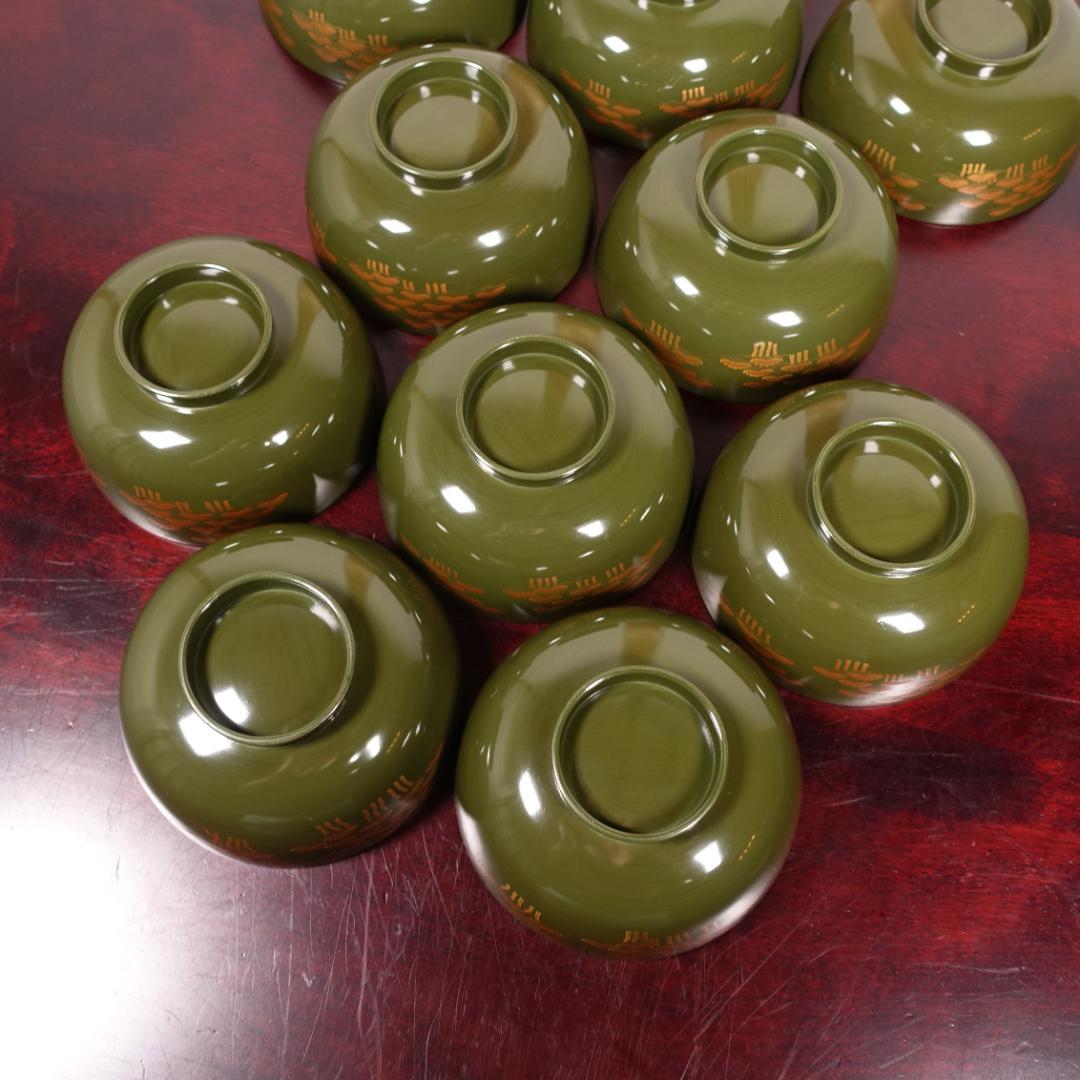 江戸時代後期の蒔絵師 橘屋浅野友七 一富士二鷹三茄子図 蒔絵 吸物椀 10客