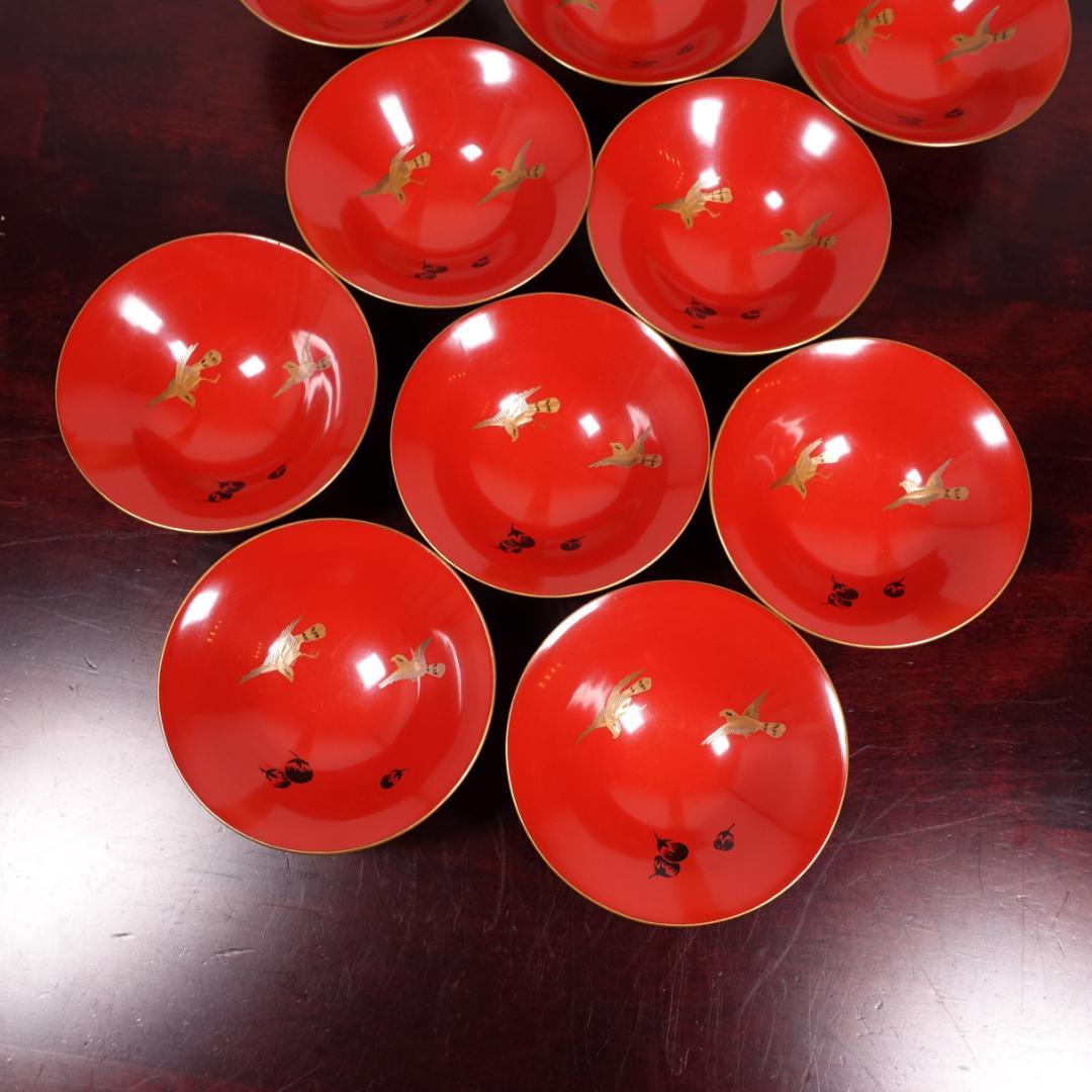 江戸時代後期の蒔絵師 橘屋浅野友七 一富士二鷹三茄子図 蒔絵 吸物椀 10客