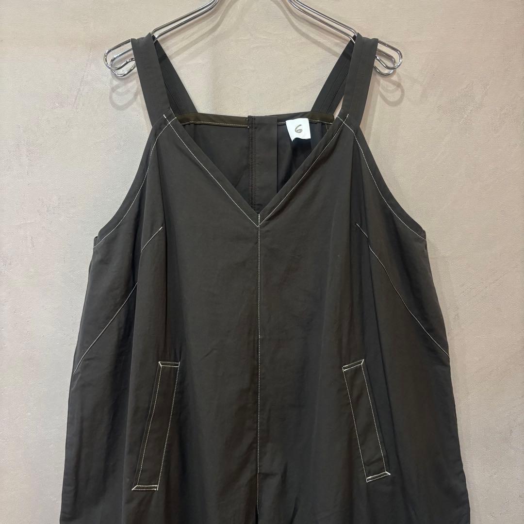 6 ROKU ロク コットン ビッグ オールインワン チャコール 36