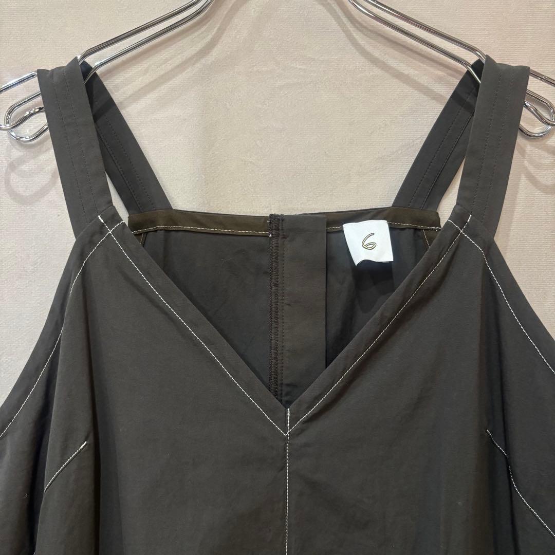 6 ROKU ロク コットン ビッグ オールインワン チャコール 36