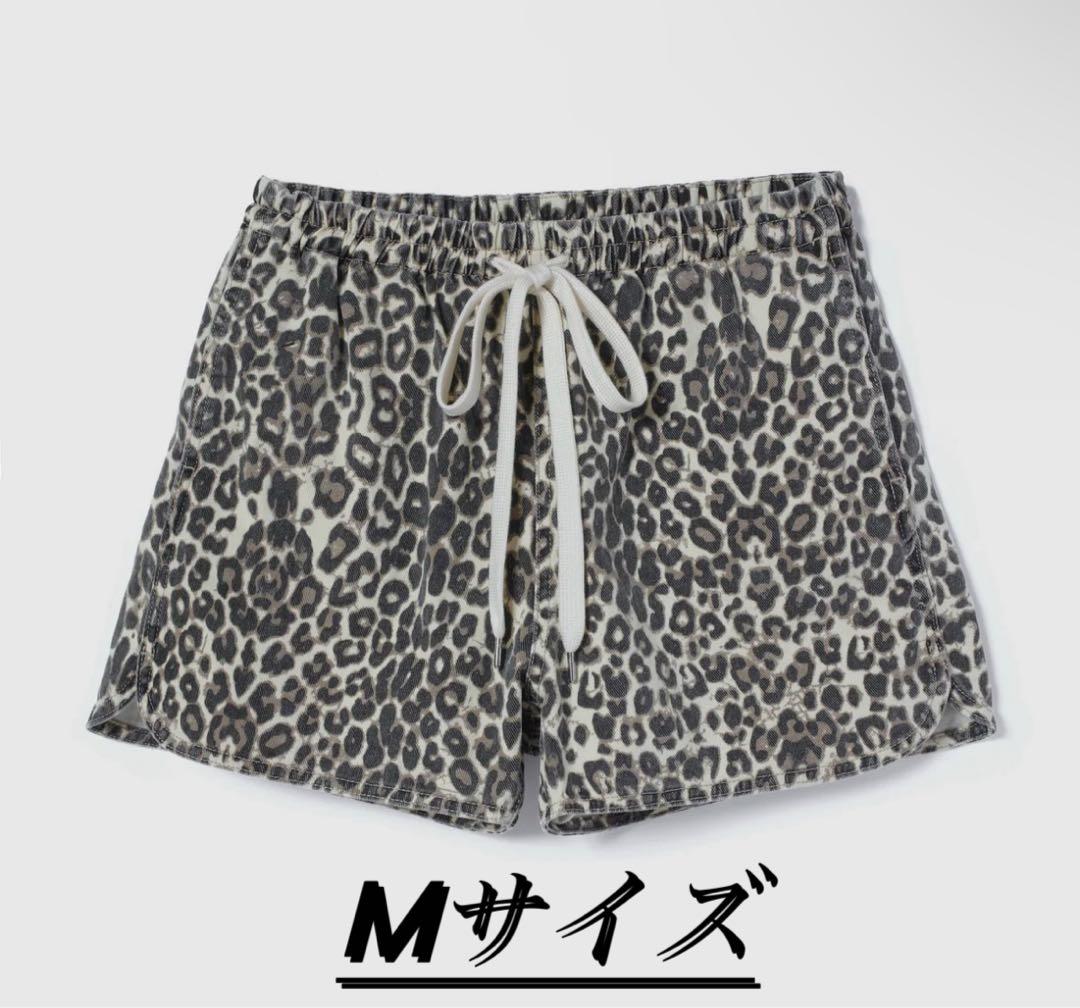 ライトCanvasギャザーショートパンツ　レオパード