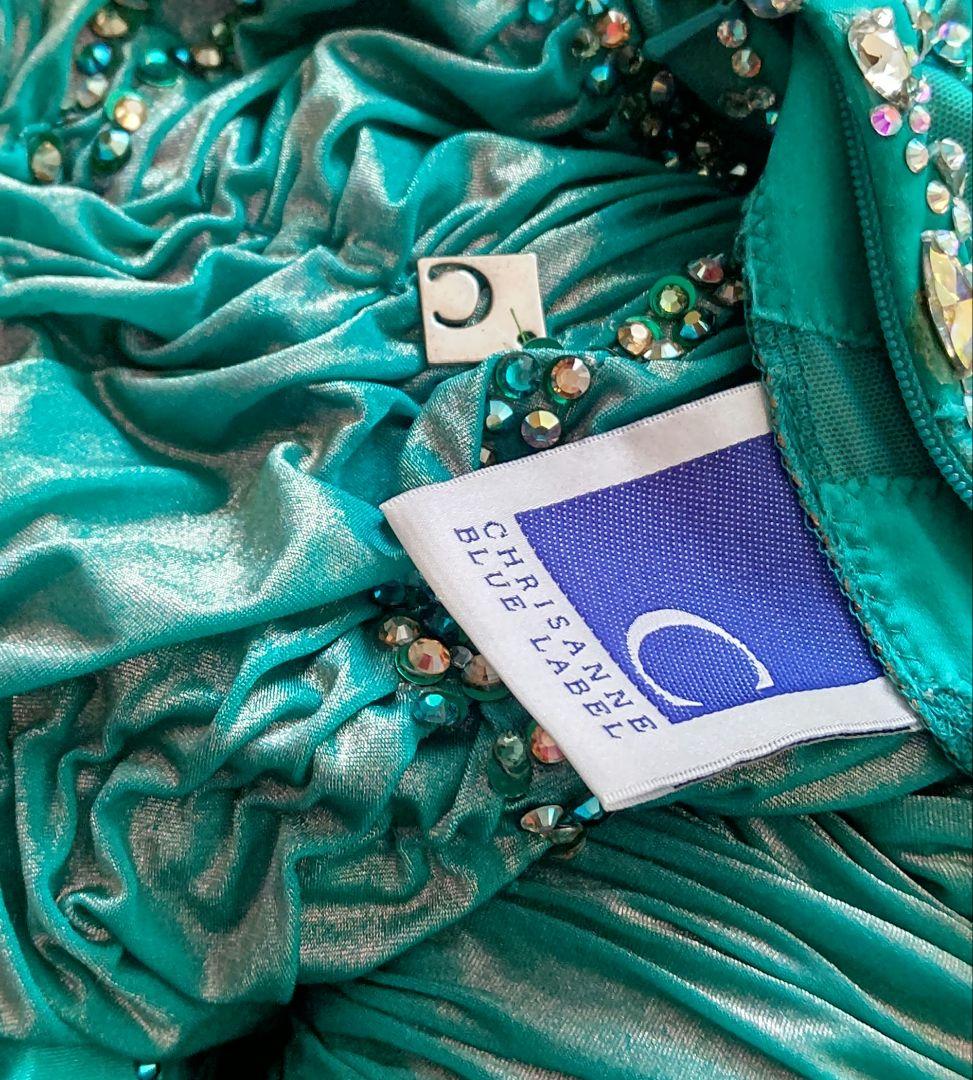 社交ダンスドレス！英国CHRISANNE 製オーストリッチ ターコイズグリーン！