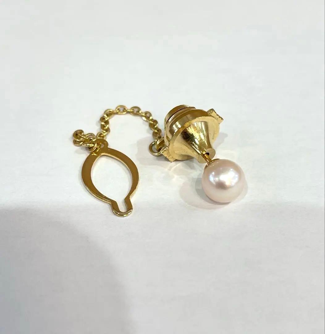 K18 刻印 アコヤパール タイピン 真珠 タイタック カフス 重量3.7g