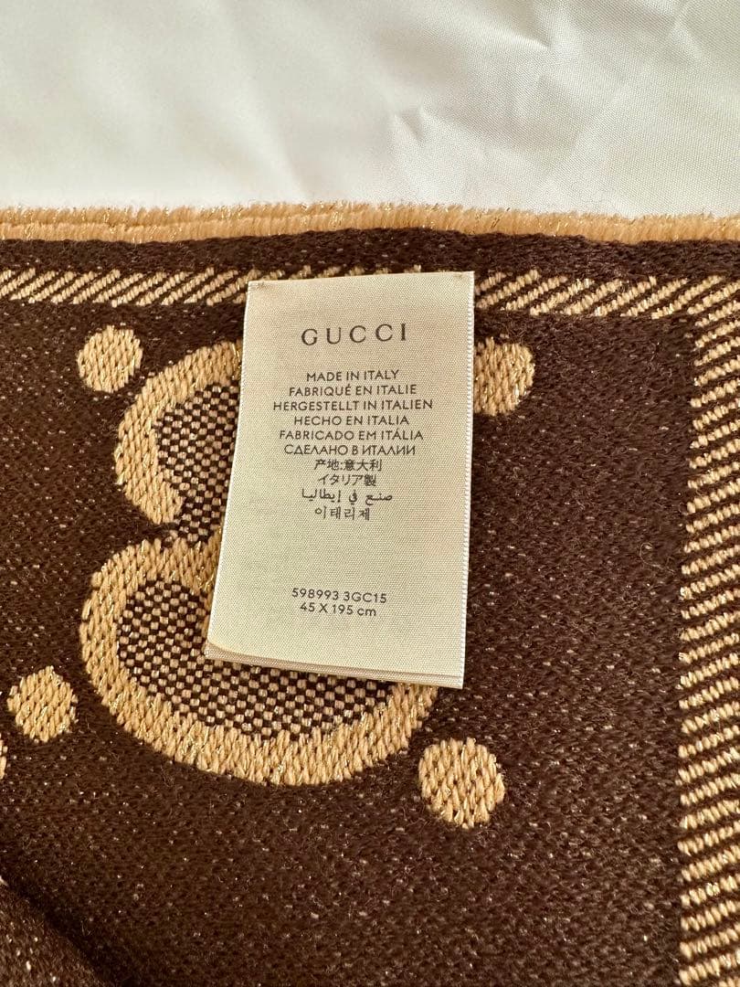 GUCCI GGロゴマフラー ベージュ/ブラウン