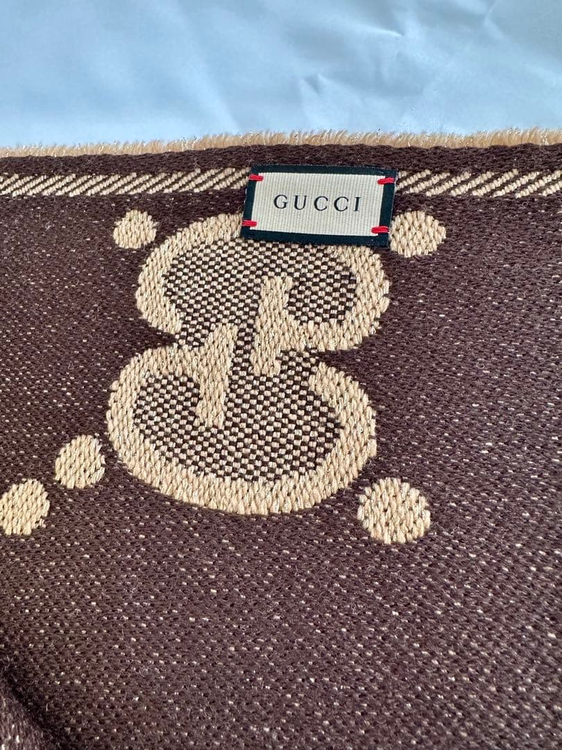 GUCCI GGロゴマフラー ベージュ/ブラウン