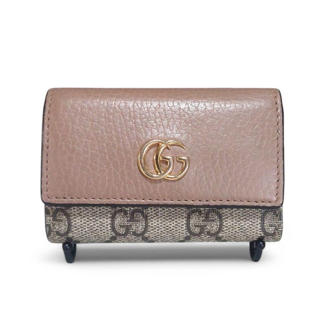 美品 グッチ キーケース 6連 GG マーモント GGスプリーム ダスティピンク