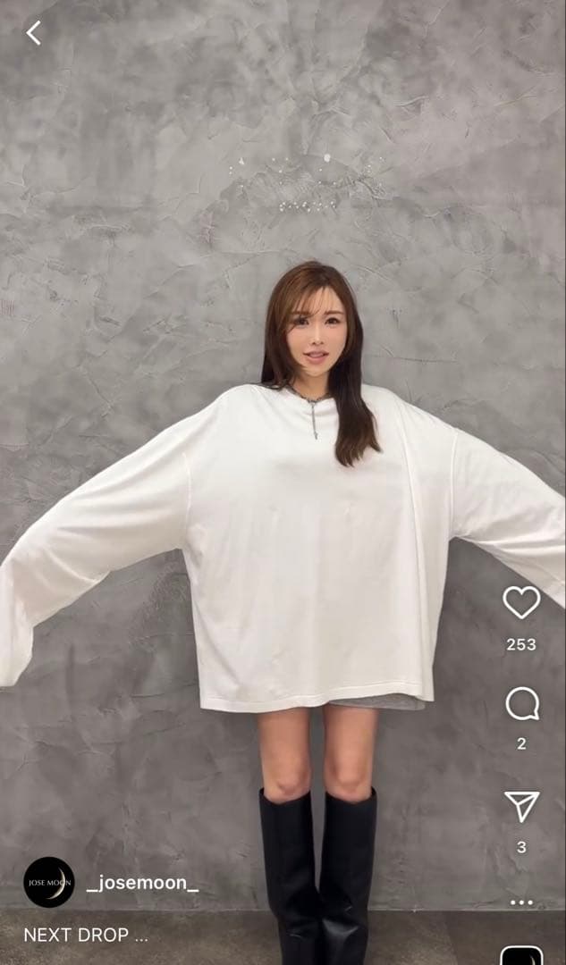 JOSE MOON ロングスリーブオーバーTシャツ ホワイト＆グレー2枚セット