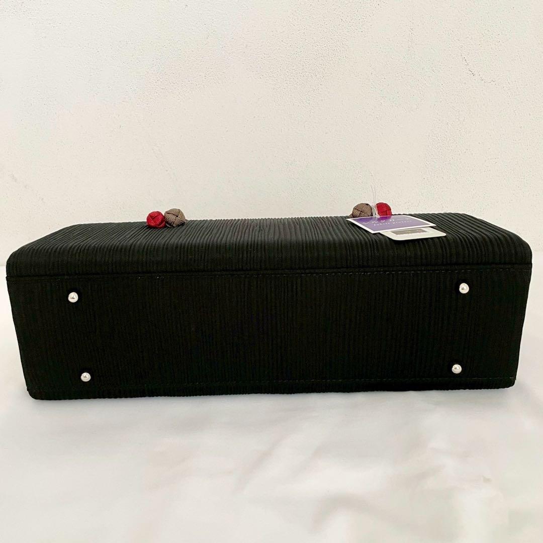 和装バッグ　横長　利休　バッグ　小田巻　黒　正絹　日本製