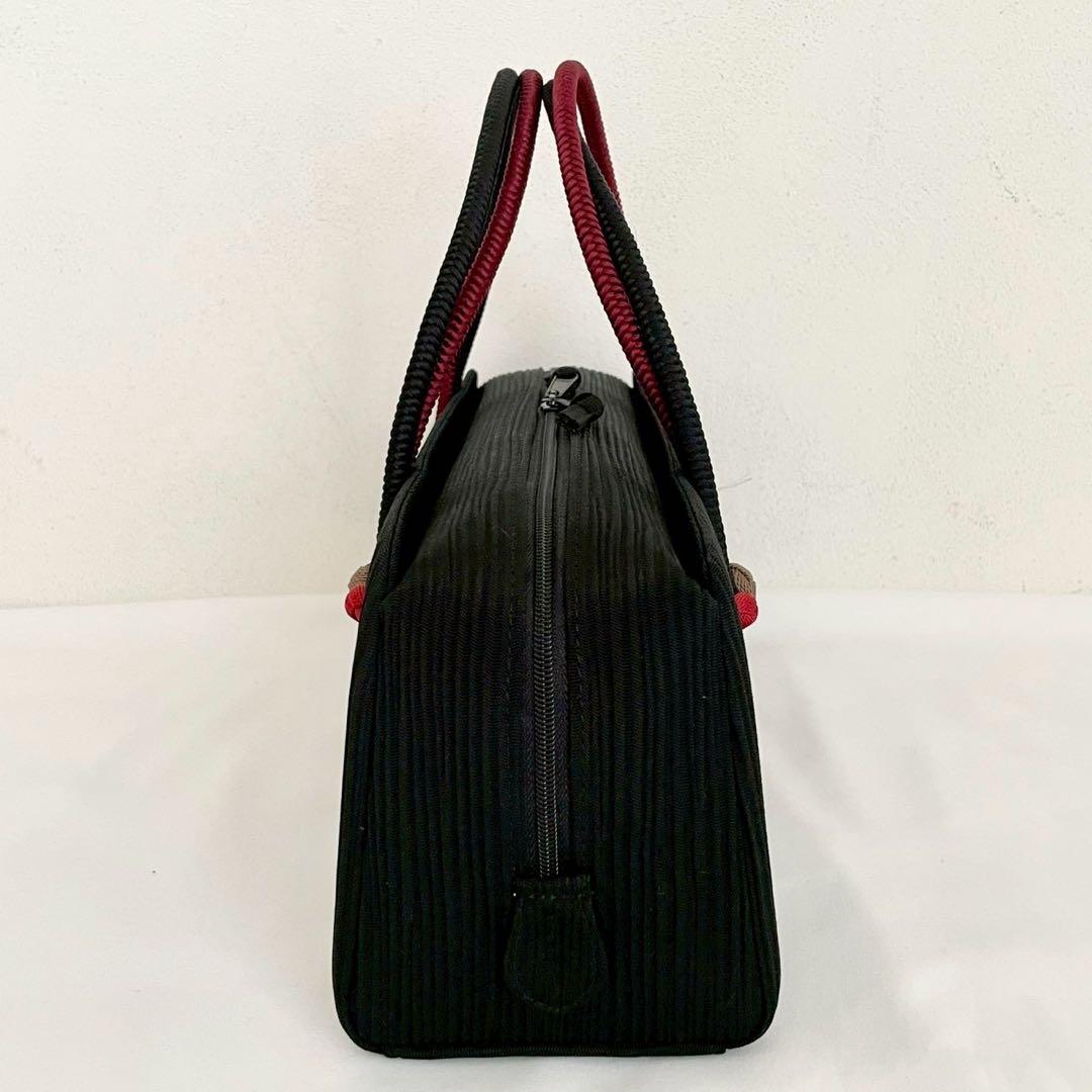 和装バッグ　横長　利休　バッグ　小田巻　黒　正絹　日本製