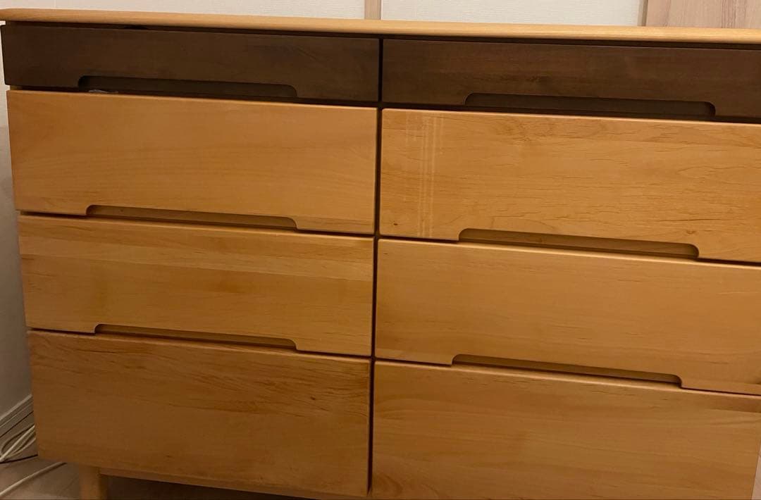 ナチュラルウッド・ダークウッド チェスト 4段×2列　かねたや　タンス