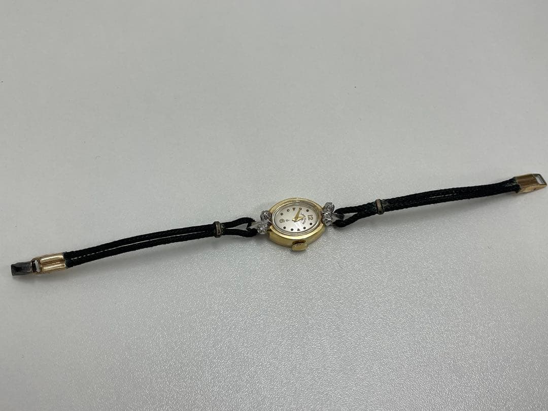 14K製 ダイヤ付き LADY ELGIN アンティーク 手巻き時計 可動