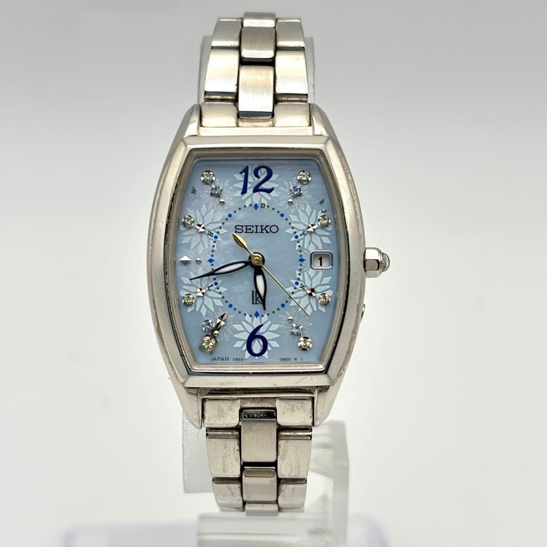 【限定モデル】SEIKO ルキア 腕時計 1B32 電波ソーラー トノー 花柄