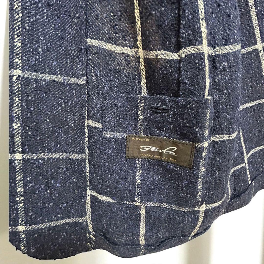 【美品】トゥモローランド フェルラ生地リネン混ジャケット ネイビー Lサイズ相当