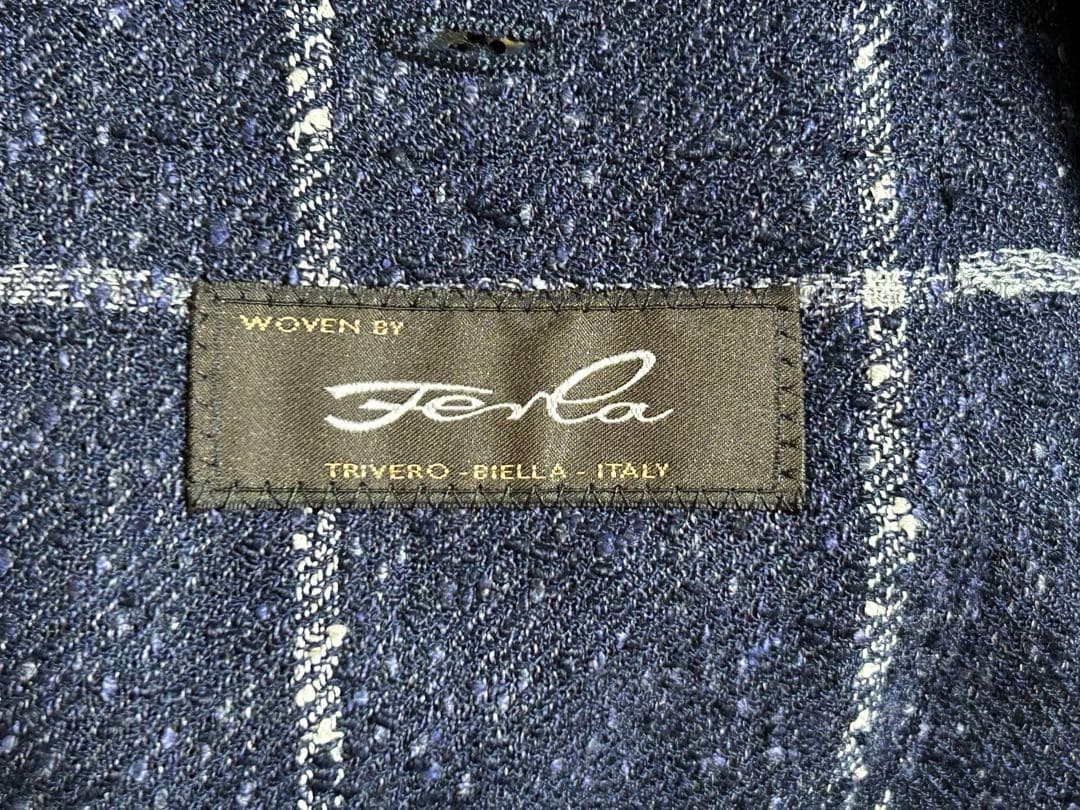 【美品】トゥモローランド フェルラ生地リネン混ジャケット ネイビー Lサイズ相当