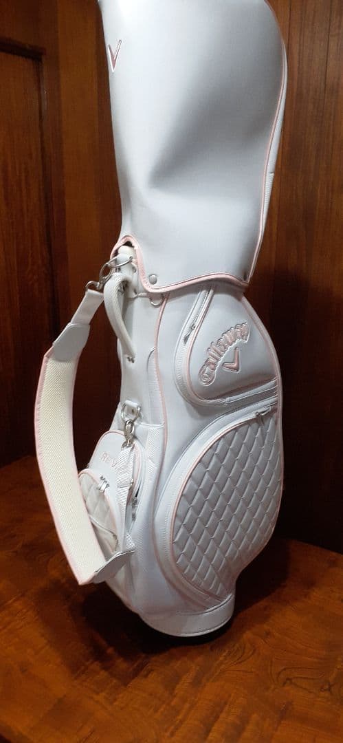 ホワイト ゴルフキャディバッグ キルティング