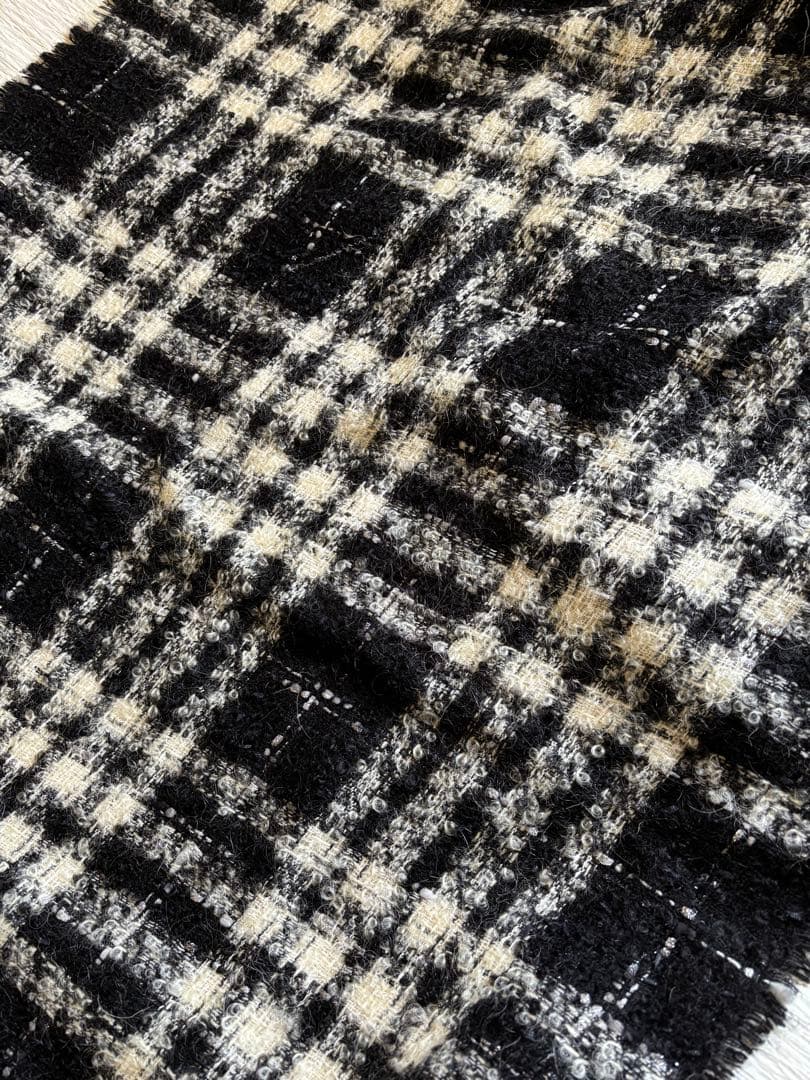 23区チェック柄フリンジ大判マフラー