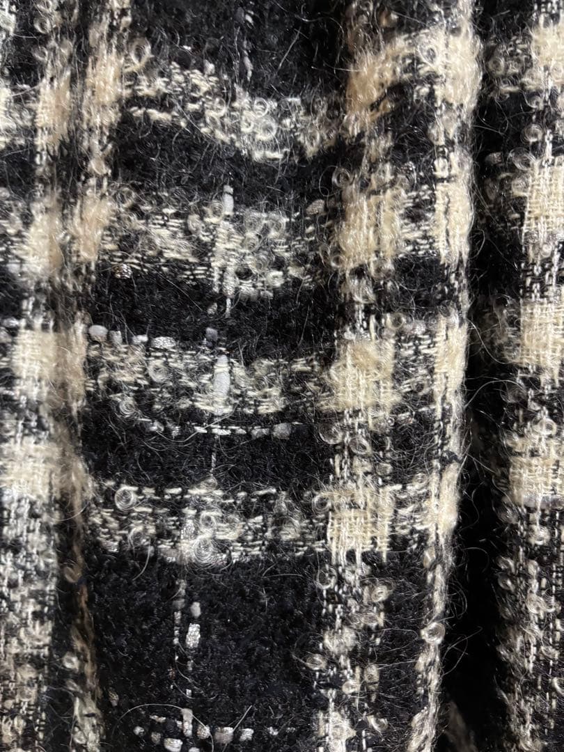 23区チェック柄フリンジ大判マフラー