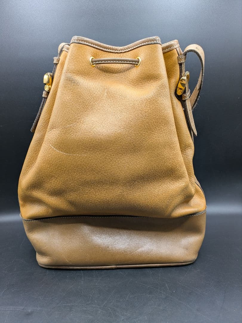 LOEWE ショルダーバッグ 巾着 アナグラム ベージュ ブラウン レザー