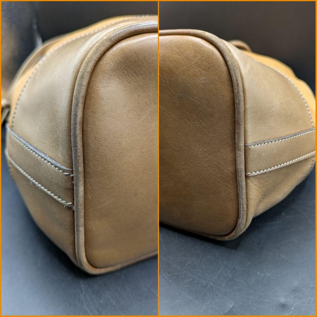 LOEWE ショルダーバッグ 巾着 アナグラム ベージュ ブラウン レザー