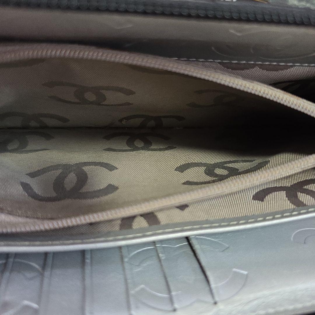 極美品CHANEL オーガナイザーカンボンライン長財布 黒 シルバー　ココマーク