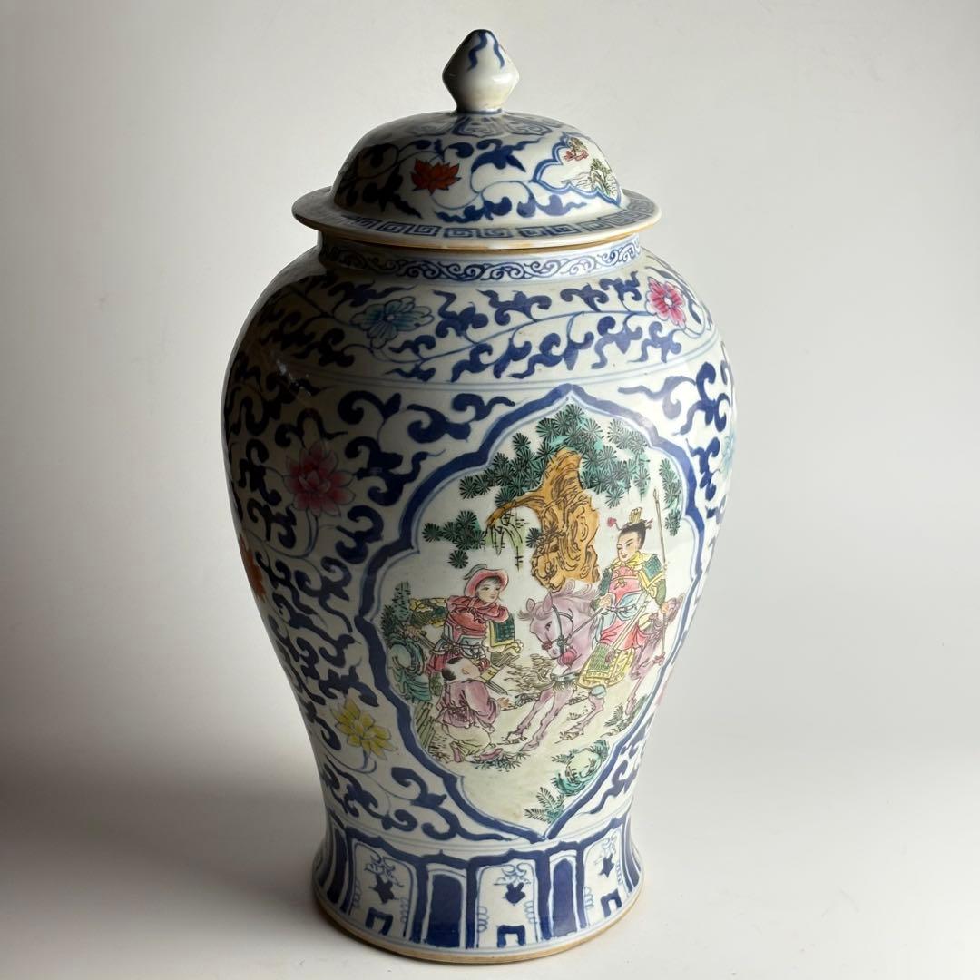 中国 染付 色絵 花瓶 壺 粉彩