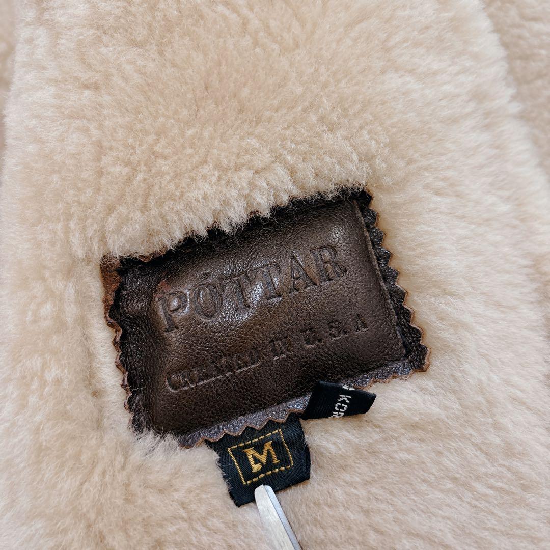 美品　短丈　ヴィンテージ　ムートンジャケット　リアルムートン　羊　ボア　M