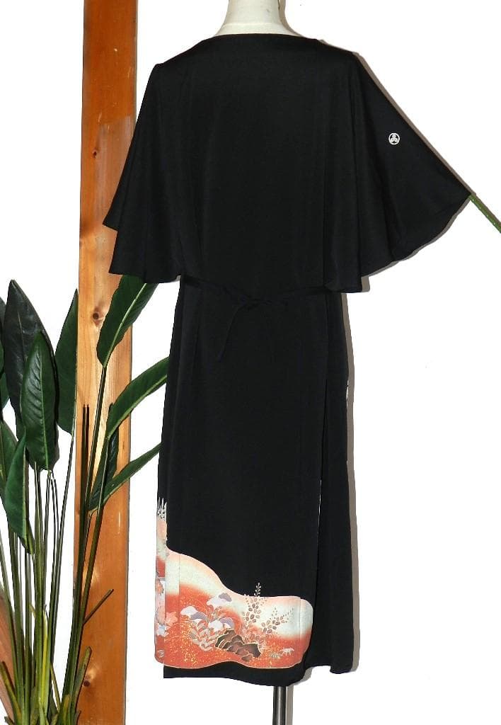 留袖　ワンピース　ドレス　フレアー袖　手書き友禅染　正絹　481　夢ちりめん