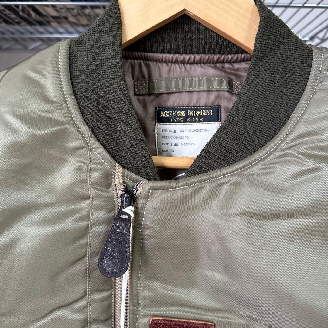 希少 B-15B MOD 復刻 MA-1 馬革×ムートン 襟ファー 38（M）
