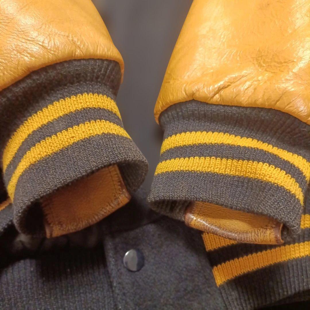 Golden Bear スタジャン Lサイズ 紺色/濃い黄色　ヴィンテージ