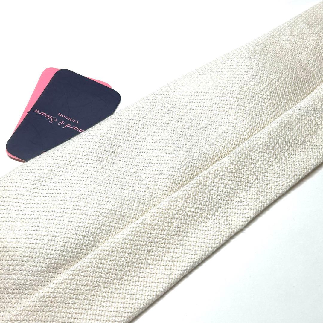 【新品タグ付き✨】シーワードアンドスターン ネクタイ ホワイト 無地 高級シルク