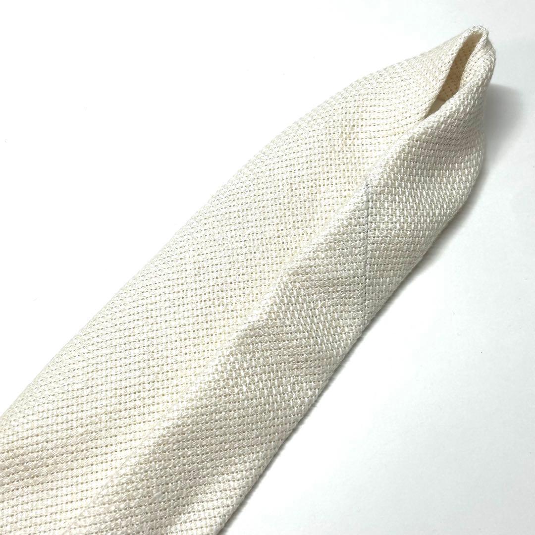 【新品タグ付き✨】シーワードアンドスターン ネクタイ ホワイト 無地 高級シルク