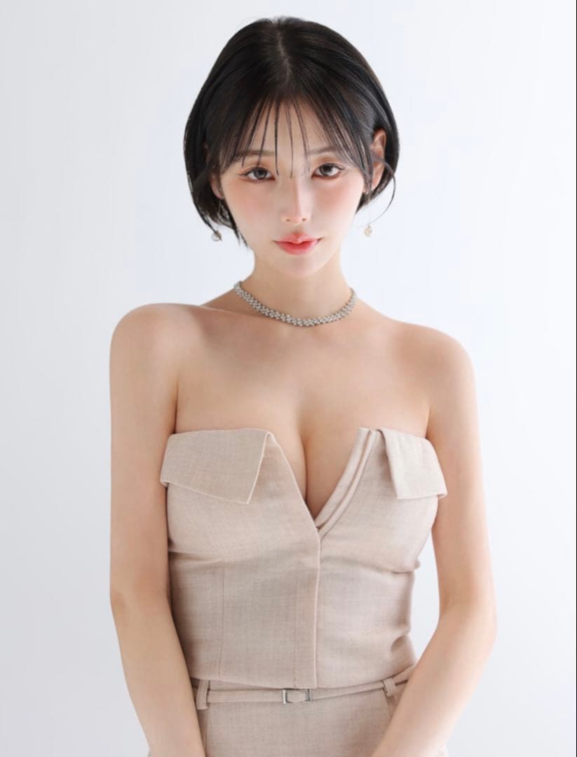 sugar ストラップ付きミニドレス ベージュ