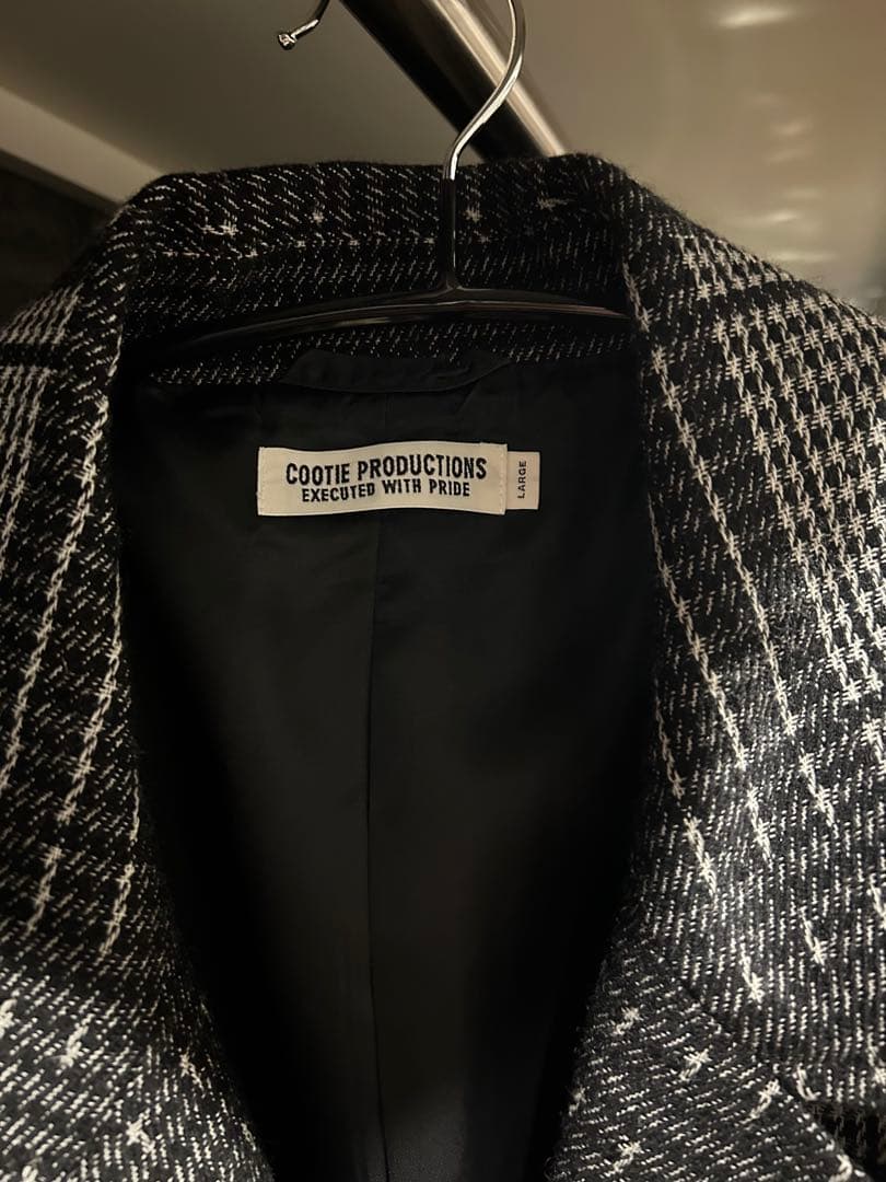 ジャケット・アウター COOTIEJacquardCheckWoolShortChester Coat