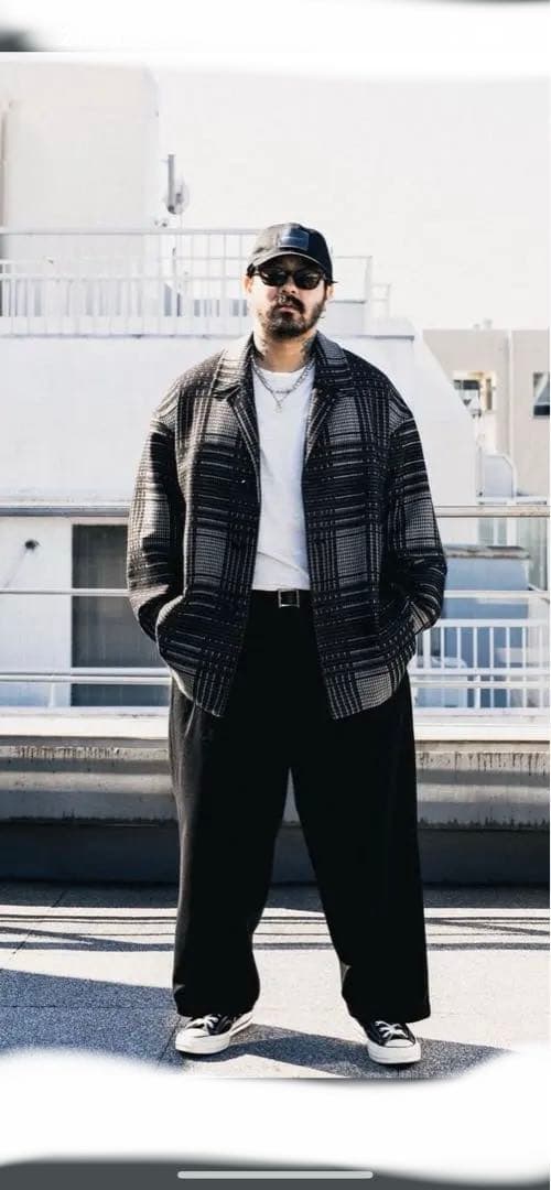 ジャケット・アウター COOTIEJacquardCheckWoolShortChester Coat