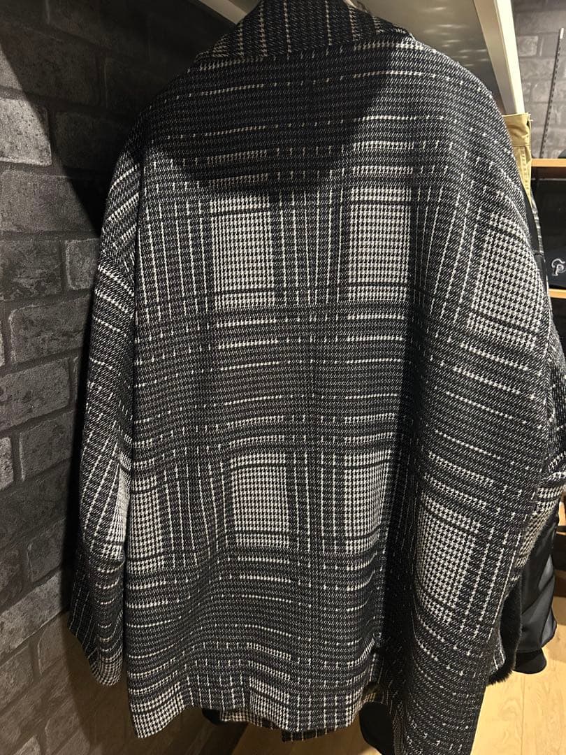 ジャケット・アウター COOTIEJacquardCheckWoolShortChester Coat