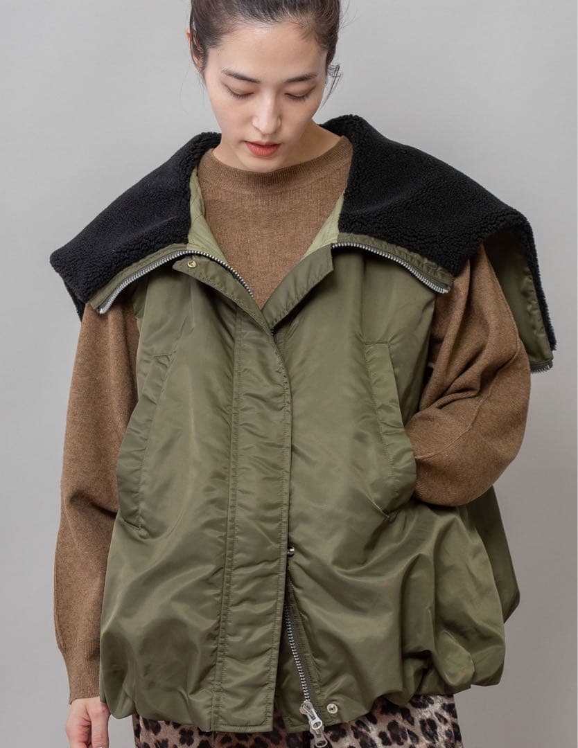 最終値下げ　Munich ナイロンツイル×シープボアバルーンフライトベスト