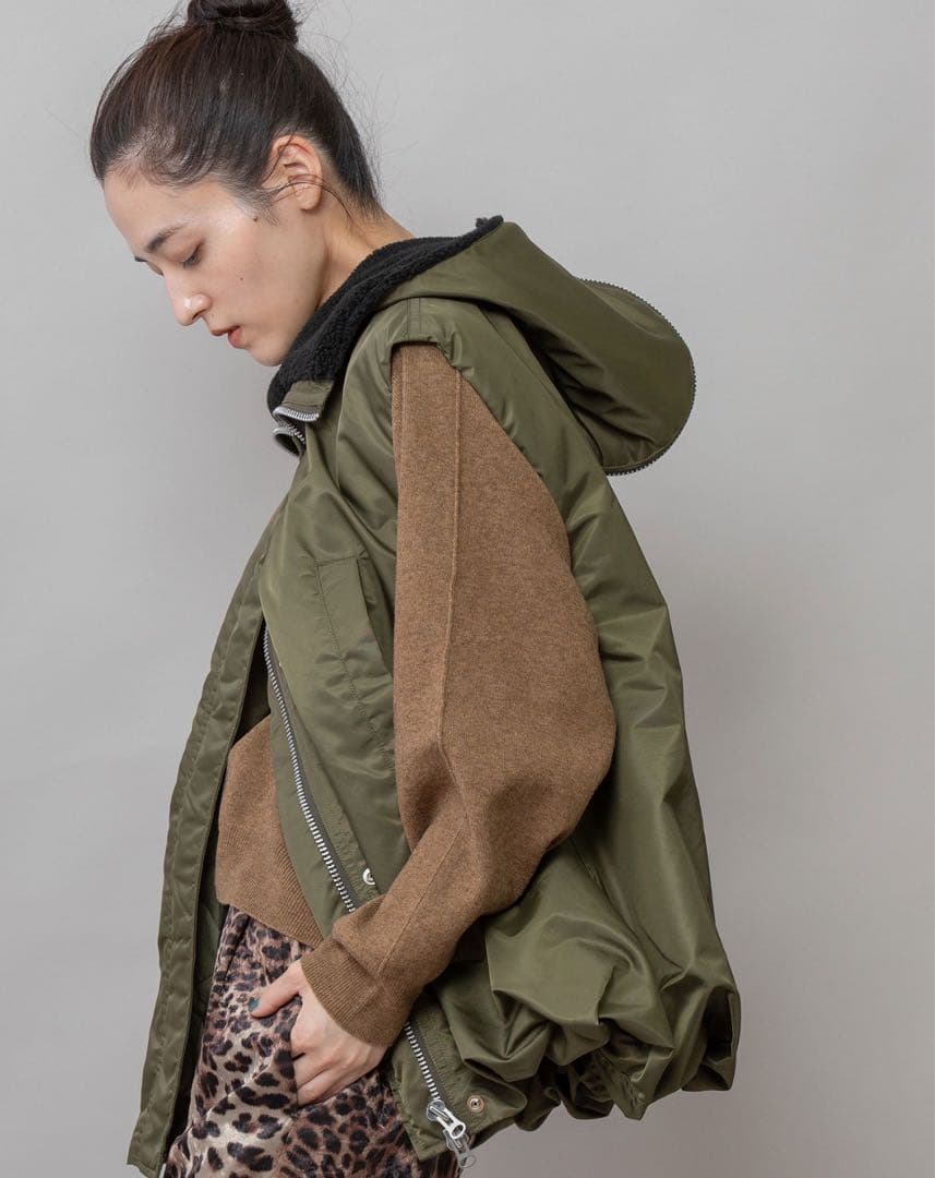 最終値下げ　Munich ナイロンツイル×シープボアバルーンフライトベスト