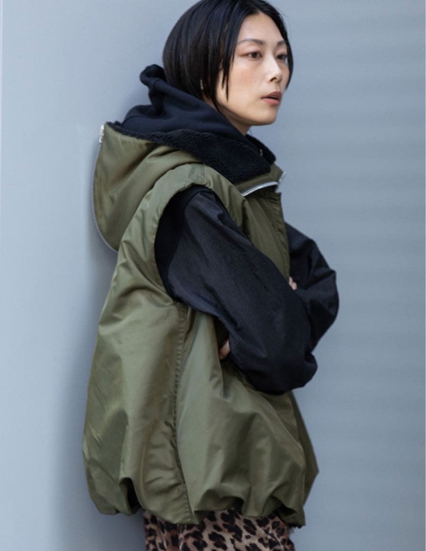 最終値下げ　Munich ナイロンツイル×シープボアバルーンフライトベスト