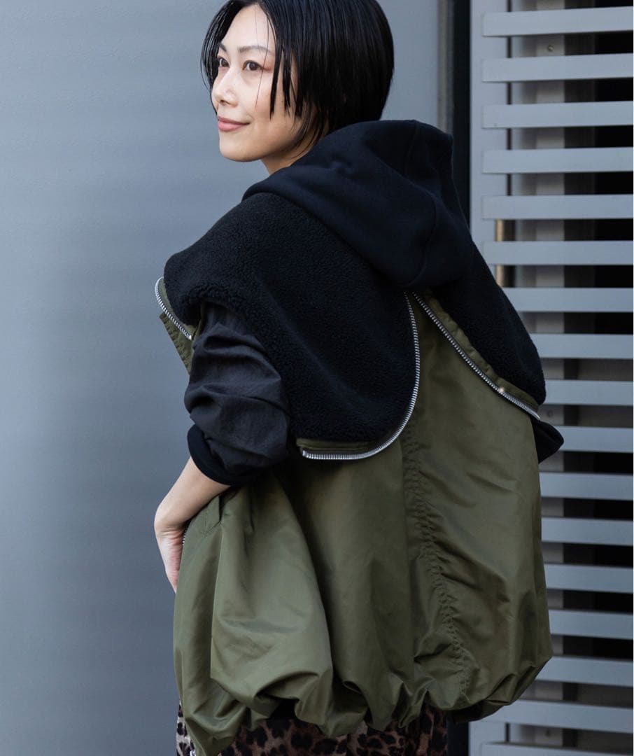 最終値下げ　Munich ナイロンツイル×シープボアバルーンフライトベスト