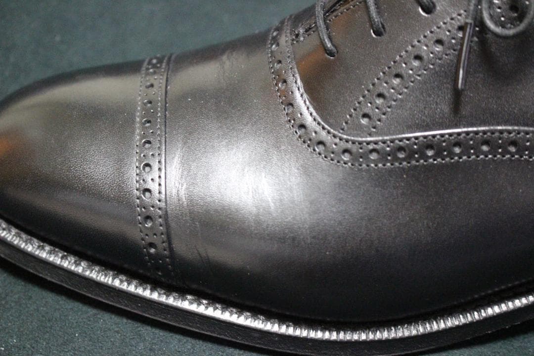 【新品同様】Church’s73ラスト パンチドキャップ 黒カーフ 革底7.5F