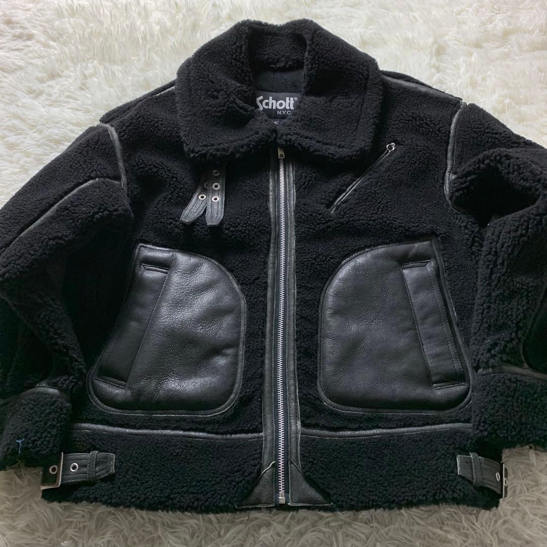 D*☆様 美品■schottフライトジャケット B-3 ボア ブラック M