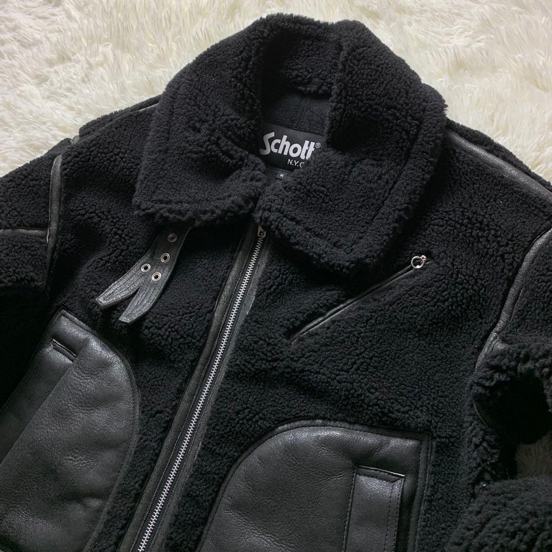 D*☆様 美品■schottフライトジャケット B-3 ボア ブラック M