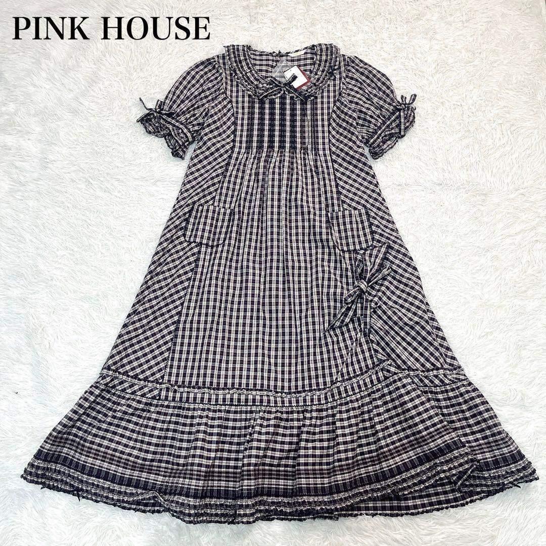新品タグ付き✨ 2022 ピンクハウス　チェック　フリル　ローン　ワンピース
